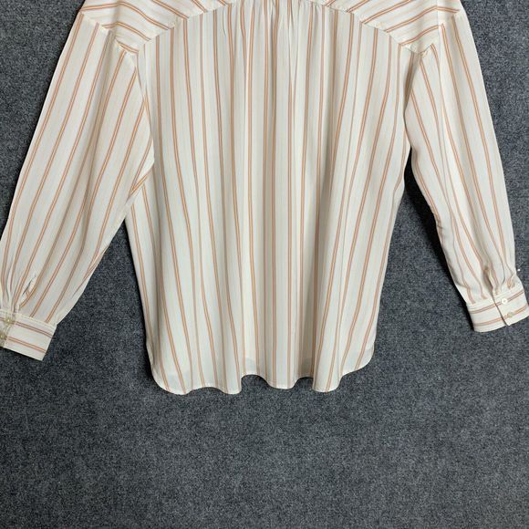 Loft Button Up Shirt Women XL Striped Chest Pockets Long Sleeve Soft Rayon - Picture 12 of 13